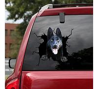 fabisup Autocollant de voiture Berger allemand fissure 3D chien fenêtre autocollant convient pour mur, verre, pare-chocs, réfrigérateur, ordinateur portable