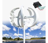 Fablestoryem éolienne 12000W 12V/24V/48V/110V/220V Générateur Vertical à 5 pales Kit D'éolienne à Aimant Permanent Triphasé AC avec Contrôleur, pour Maison/Bateau/Chalet/Camping-Car,White220V