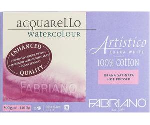 Fabriano Artistico Acquarello, peinture aquarelle, blanc extra, couchée, pressée à chaud, 30,5 x 45,5 cm, 20 feuilles, 300 g/m², carton de qualité supérieure pour artistes