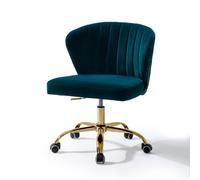 Fabrication Haus Chaise de Bureau Moderne, Chaise Coquille Ergonomique, Fauteuil de Bureau Mignonne en Velours, Siège Roulante Pivotante à Dossier Bas Réglable, pour Salon, Salle d'Etude (Teal)