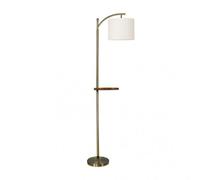 Fabrilamp 156941014 Soie Salon Pied 1xe27 Cuir C/Abat-Jour Beige C/Bois Table 181x27x44 Cm