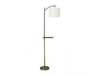 Fabrilamp 156941014 Soie Salon Pied 1xe27 Cuir C/Abat-Jour Beige C/Bois Table 181x27x44 Cm
