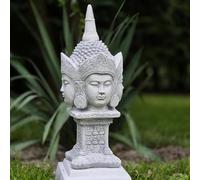 FABRIQ Bouddha à quatre faces 37 cm - 5 kg en pierre coulée - Résistant aux intempéries - Figurine de jardin zen et feng shui