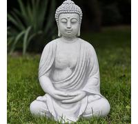 FABRIQ Grande Figurine Bouddha, Feng Shui, Zen Jardin en Fonte de Pierre, Décoration Bouddha, Gris, Résistant aux Intempéries, Massif, 38cm, 12kg