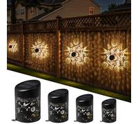 FabStyl Lampe Solaire Exterieur Decorative de Jardin, Lot de 4 Applique Murale Lanterne Solaire Lampe de Clôture Étanche IP65 Pour Festive Fête Cour Table Couloir