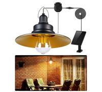 FabStyl Lampe Solaire Interieur Extérieur Avec Interrupteur à Tirette & Ampoules E27 Etanche IP65 Lampe Suspendue Éclairage Pour Jardin Pergola Chemins Garage Maison Cabanon Pergola