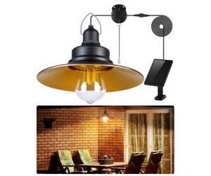 FabStyl Lampe Solaire Interieur Extérieur Avec Interrupteur à Tirette & Ampoules E27 Etanche IP65 Lampe Suspendue Éclairage Pour Jardin Pergola Chemins Garage Maison Cabanon Pergola