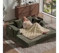 Fabulcozy 2en 1 Canapé-Lit avec Accoudoirs de Rangement - Velours Côtelé Haut de Gamme, Design Compact pour Studio & Salon, Couverture Amovible et Lavable Inclus
