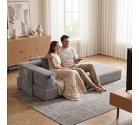 Fabulcozy 2en 1 Canapé-Lit avec Accoudoirs de Rangement - Velours Côtelé Haut de Gamme, Design Compact pour Studio & Salon, Couverture Amovible et Lavable Inclus