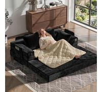 Fabulcozy 2en 1 Canapé-Lit avec Accoudoirs de Rangement - Velours Côtelé Haut de Gamme, Design Compact pour Studio & Salon, Couverture Amovible et Lavable Inclus