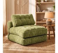 Fabulcozy Canapé-Lit 4-en-1 Convertible Pliable - Fauteuil, Fauteuil Convertible Canapé lit 1 Place Idéal Petit Espace, Salon ou Chambre(Vert Noix de Coco)