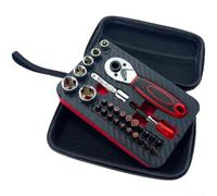 FABULETTA Lot de 29 clés à cliquet et douilles 1/4" en acier à haute teneur en carbone pour réparation de voiture, kit d'outils légers pour les espaces restreints