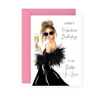 Fabuleuse carte d'anniversaire - Belle-sœur - Cadeau pour sœur, elle, dames, famille, fabuleuse et belle - Livré avec des autocollants amusants