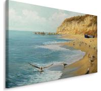 Fabuleuse toile PEINTURES 40x30 cm XXL Impression d'art Mer Plage Mouettes Bateau