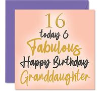 Fabuleuses cartes d'anniversaire pour 16e anniversaire pour maman - 16 Today & Fabulous - Carte d'anniversaire pour maman de la part de sa fille fils cadeau d'anniversaire pour mère 145mm