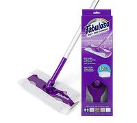 Fabuloso Balai Sec et Humide avec 12 tampons de Nettoyage à Sec en Bonus | Nettoyez Vos sols avec facilité | Balai et Balai léger 2 en 1, Balai à poussière léger et pivotant à Profil Bas