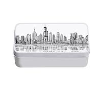 Fabulous Boite en Métal Etats Unis Grattes Ciel New York Los Angeles Dessin Skyline - 11 x 18,5 x 5,5 cm - Boite de rangement, clé, outils, boite à Lunch, Sucre, Biscuit