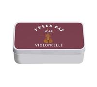 Fabulous Boite en Métal Rouge - J'Peux Pas J'ai Violoncelle Orchestre Musique Classique - 11 x 18,5 x 5,5 cm - Boite de rangement, clé, outils, boite à Lunch, Sucre, Biscuit
