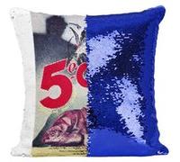 Fabulous Coussin avec Housse Sequin - Paillettes Bleu 5e Colonne Vieille Affiche Française de Film [40 x 40 cm] Bleu G