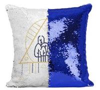 Fabulous Coussin avec Housse Sequin - Paillettes Bleu Arbre Symboles Esotériques [40 x 40 cm] Bleu G