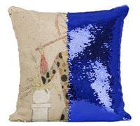 Fabulous Coussin avec Housse Sequin - Paillettes Bleu Art Deco Parapluie [40 x 40 cm] Bleu G