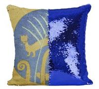 Fabulous Coussin avec Housse Sequin - Paillettes Bleu Art Japonais Ecureuil [40 x 40 cm] Bleu G