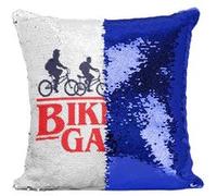 Fabulous Coussin avec Housse Sequin - Paillettes Bleu Bikers Gang - Stranger things [40 x 40 cm] Bleu G