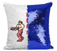 Fabulous Coussin avec Housse Sequin - Paillettes Bleu Bros Pixel Contra [40 x 40 cm] Bleu G