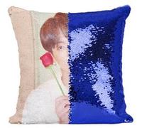 Fabulous Coussin avec Housse Sequin - Paillettes Bleu BTS Map of The Soul: Persona Jungkook [40 x 40 cm] Bleu G