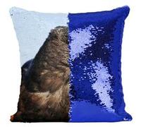 Fabulous Coussin avec Housse Sequin - Paillettes Bleu Buse de Harris Rapace [40 x 40 cm] Bleu G
