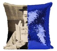 Fabulous Coussin avec Housse Sequin - Paillettes Bleu Charlie Chaplin How to be a Detective [40 x 40 cm] Bleu G