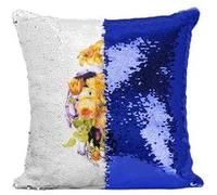 Fabulous Coussin avec Housse Sequin - Paillettes Bleu Crane et Jonquilles [40 x 40 cm] Bleu G