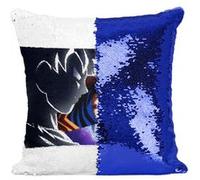 Fabulous Coussin avec Housse Sequin - Paillettes Bleu Dragon Ball Son Goku Déterminé [40 x 40 cm] Bleu G