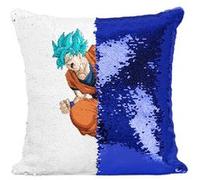 Fabulous Coussin avec Housse Sequin - Paillettes Bleu Dragon Ball Super Son Goku Attaque Kameha [40 x 40 cm] Bleu G