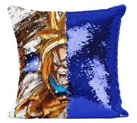 Fabulous Coussin avec Housse Sequin - Paillettes Bleu Dragon Ball Z Son Goku Art [40 x 40 cm] Bleu G
