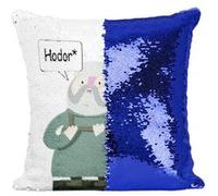 Fabulous Coussin avec Housse Sequin - Paillettes Bleu Game of Geek Hodor Yoda Game of Thrones Star Wars 1 [40 x 40 cm] Bleu G