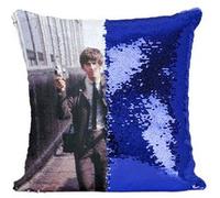Fabulous Coussin avec Housse Sequin - Paillettes Bleu Georges Harrison The Beatles [40 x 40 cm] Bleu G
