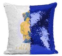 Fabulous Coussin avec Housse Sequin - Paillettes Bleu Go Hard or Go Home [40 x 40 cm] Bleu G