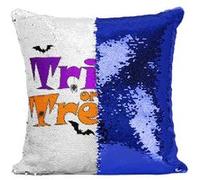 Fabulous Coussin avec Housse Sequin - Paillettes Bleu Halloween Trick or Treat Araigne [40 x 40 cm] Bleu G