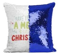 Fabulous Coussin avec Housse Sequin - Paillettes Bleu Have Yourself a Merry Little Christmas [40 x 40 cm] Bleu G