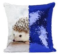 Fabulous Coussin avec Housse Sequin - Paillettes Bleu Herisson Blanc Terrasse [40 x 40 cm] Bleu G