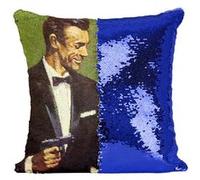 Fabulous Coussin avec Housse Sequin - Paillettes Bleu James Bond 007 Sean Connery [40 x 40 cm] Bleu G
