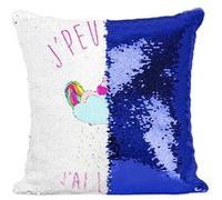 Fabulous Coussin avec Housse Sequin - Paillettes Bleu J'Peux Pas J'Ai Licorne Licorne Qui Dort sur Nuage [40 x 40 cm] Bleu G