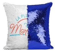 Fabulous Coussin avec Housse Sequin - Paillettes Bleu La Plus Belle des Marraines [40 x 40 cm] Bleu G