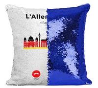 Fabulous Coussin avec Housse Sequin - Paillettes Bleu L'Allemagne M'Appelle Patrimoine et Drapeau [40 x 40 cm] Bleu G