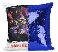 Fabulous Coussin avec Housse Sequin - Paillettes Bleu Nirvana Kurt Cobain Album Unplugged in New York [40 x 40 cm] Bleu G