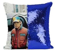 Fabulous Coussin avec Housse Sequin - Paillettes Bleu Retour Vers le Futur Michael J. Fox Marty McCly [40 x 40 cm] Bleu G