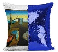 Fabulous Coussin avec Housse Sequin - Paillettes Bleu Salvadore Dali Persistance de la Memoire [40 x 40 cm] Bleu G