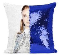 Fabulous Coussin avec Housse Sequin - Paillettes Bleu Sophie Turner Actrice [40 x 40 cm] Bleu G