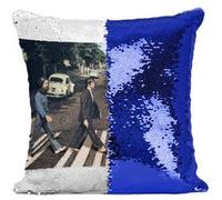 Fabulous Coussin avec Housse Sequin - Paillettes Bleu The Beatles Abbey Road Cover [40 x 40 cm] Bleu G